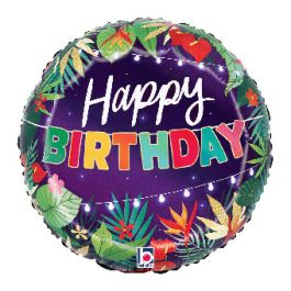 Tropical Happy Birthday Foil Balloon 18 Inch - Image 1