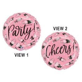 Black Bow Party Cheers Drinks Foil Balloon 18 Inch - Image 1