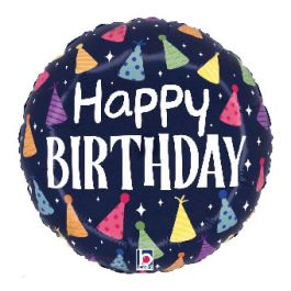 Colorful Party Hats Foil Balloon 18 Inch - Single Pack - Image 1