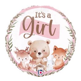 Woodland It's a Girl Foil Balloon 18 Inch - Baby Shower Decor - Image 1