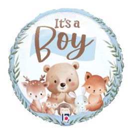 Woodland Woodland Boy Balloon 18 Inch Foil - Baby Shower Decor - Image 1