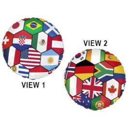 World Cup Flag Soccer Ball Foil Balloon 18 Inch - Image 1