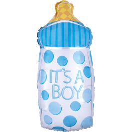 Blue It's A Boy Baby Bottle Foil Balloon - Image 1
