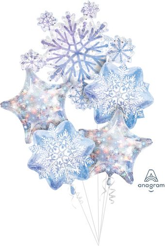 Snowflake Balloon Bouquet - Winter Holiday - Image 1