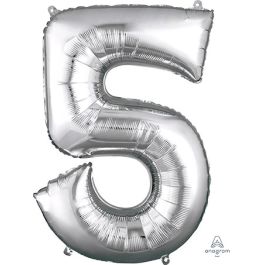 Silver Foil Number 5 Balloon - Milestone Birthday Decoration - Image 1