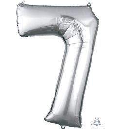 Silver Number 7 Foil Balloon 35 Inch - Image 1