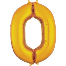 Gold Number 0 Foil Balloon - Large Shape Party Decor - Image 1