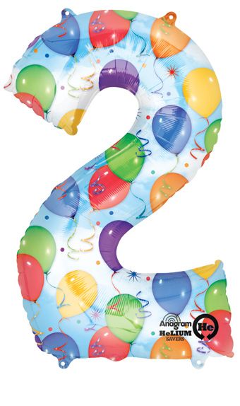 Number 2 Balloon - 5-Pack - Image 1