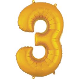 Gold Number 3 Foil Balloon - Milestone Birthday Decoration - Image 1
