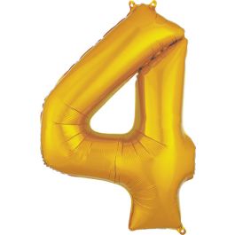 Gold Number 4 Foil Balloon - Large Milestone Birthday Decoration - Image 1