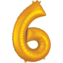 Gold Number 6 Foil Balloon 34 Inch - Image 1
