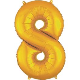 Gold Number 8 Foil Balloon 34 Inch - Image 1