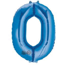 Blue Number 0 Foil Balloon 35 Inch - Image 1