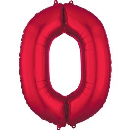 Red Number 0 Foil Balloon - Milestone Celebration - Image 1