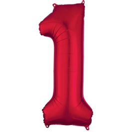 Red Foil Balloon Number 1 - Large Milestone Birthday Decor - Image 1