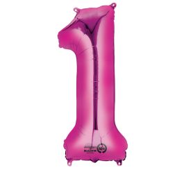 Pink Number 1 Foil Balloon - First Birthday Decor - Image 1