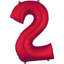 Red Number 2 Foil Balloon - Milestone Birthday Decor - Image 1