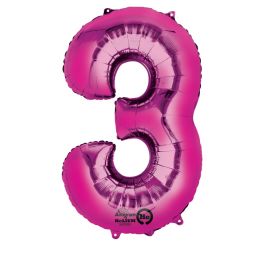 Pink Number 3 Foil Balloon 34 Inch - Image 1