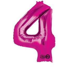 Pink Number 4 Foil Balloon 36 Inch - Birthday Milestone - Image 1