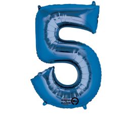 Blue Number 5 Foil Balloon - Milestone Birthday Decoration - Image 1