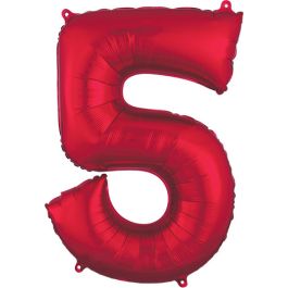 Red Number 5 Foil Balloon 33 Inch - Image 1