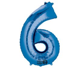 Blue Number 6 Foil Balloon 34 Inch - Image 1