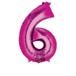 Pink Number 6 Foil Balloon - Large Milestone Decoration - Image 1