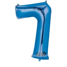 Blue Number 7 Balloon - Milestone Birthday Decoration - Image 1