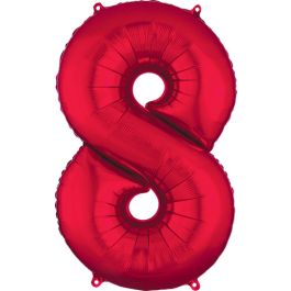 Red Number 8 Foil Balloon - Birthday Milestone Decoration - Image 1
