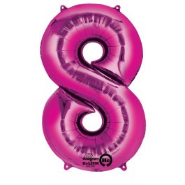 Pink Foil Number 8 Balloon - Large Birthday Milestone Decor - Image 1