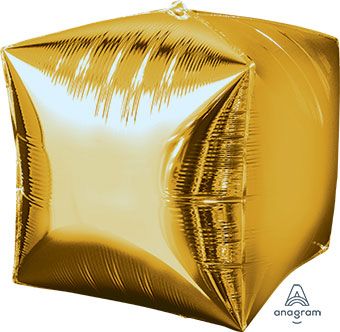 Gold Cube Balloons - 3-Pack - Image 1