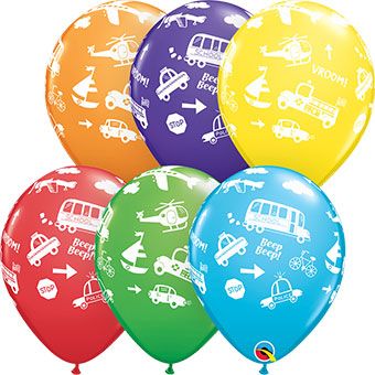 Transportation Theme Balloons - 50 Count - Image 1