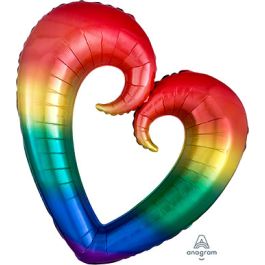 Rainbow Open Heart Foil Balloon 30 Inch - Image 1