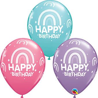 Happy Birthday Rainbow Balloons - 3 Colors - Image 1