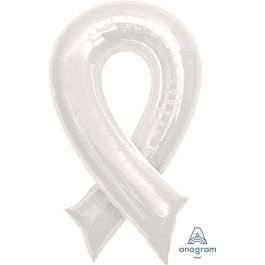 White Cause Ribbon 36" Foil Balloon - Image 1