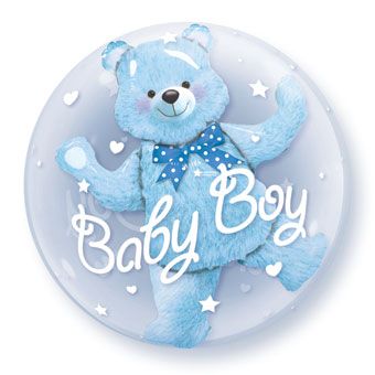 Baby Boy Blue Bear Balloons - 3-Pack - Image 1