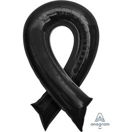 Black Foil Balloon Large Ribbon Shape 36 Inch Decoration - Image 1