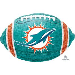 Miami Dolphins Football Balloon 18 Inch Foil - Single Unit - Image 1