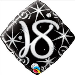 Black & Silver 18th Birthday Number Balloon 18 Inch Foil - Image 1