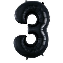 Black Number 3 Foil Balloon 34 Inch - Image 1
