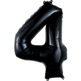Black Number 4 Foil Balloon - Large Shape Party Decor - Image 1