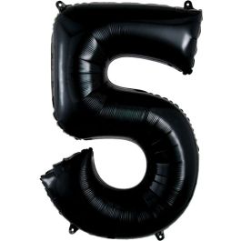 Black Number 5 Foil Balloon - Large Shape for Birthdays - Image 1