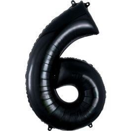 Black Number 6 Foil Balloon Large Shape Birthday - Image 1