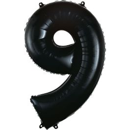 Black Number 9 Foil Balloon 34 Inch - Image 1