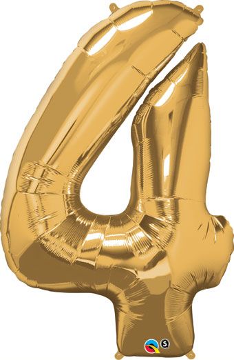 Number 4 Gold Balloon - 3-Pack - Image 1