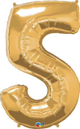 Gold Number 5 Balloon - 3-Pack - Image 1