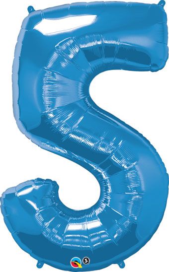 Number 5 Balloon - 3-Pack Sapphire Blue Foil - Image 1