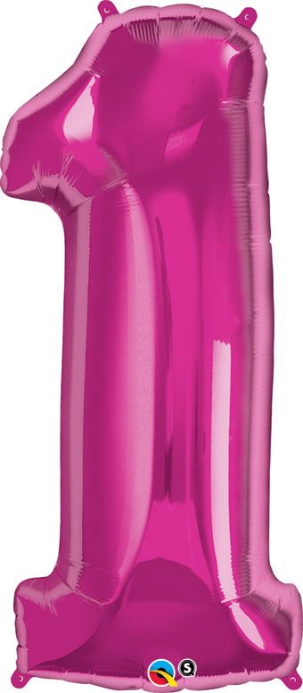 Number 1 Balloon 3-Pack - Pink Foil Birthday - Image 1