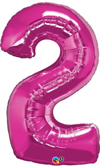Number 2 Balloon 3-Pack - Pink Foil Birthday - Image 1