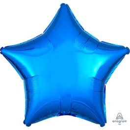Blue Metallic Star Balloon 19 Inch Foil - Image 1